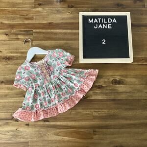 Matilda Jane Happy and Free Life Is A Beach Pink Green Floral Short Sleeve Top 2